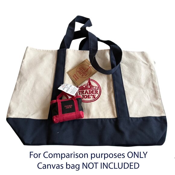 TRADER JOE'S MICRO TOTE (RED w/Black Straps) with GROCERY BAG BRAND NEW FOLDABLE - Picture 1 of 9